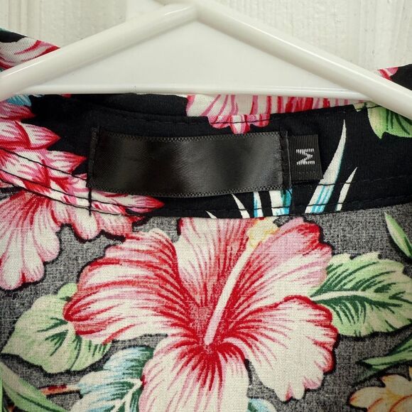 Unbranded Black Neon Floral Hawaiian Shirt Men’s Size M - Picture 4 of 6